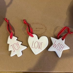 Rae Dunn, 3pc ornaments